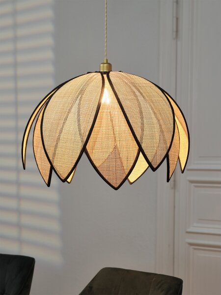 Osram - Závesný luster na lanku DECOR RATTAN 1xE27/15W/230V pr. 67 cm béžová/čierna