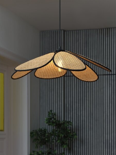 Osram - závesné svietidlo na lanku DECOR RATTAN 1xE27/15W/230V pr. 69 cm béžová/čierna