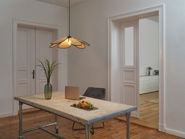 Osram - závesné svietidlo na lanku DECOR RATTAN 1xE27/15W/230V pr. 69 cm béžová/čierna