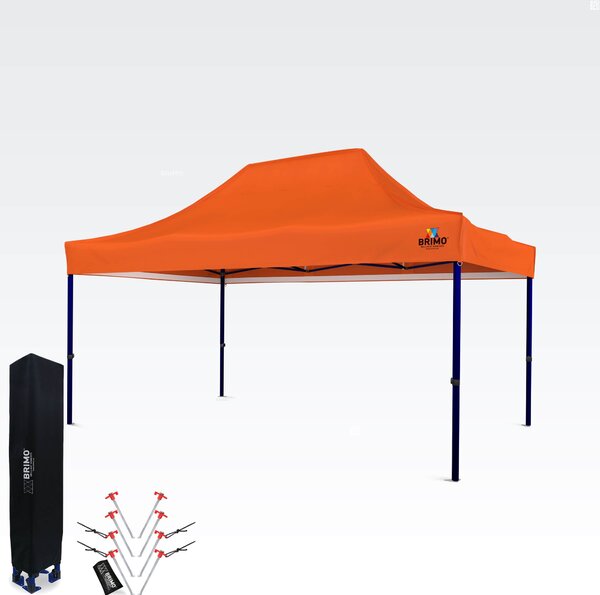 BRIMO Výstavný stan 3x4,5 m (45 mm oceľ) | Rýchla montáž, dlhá životnosť - bez 3 stien - Oranžová 30