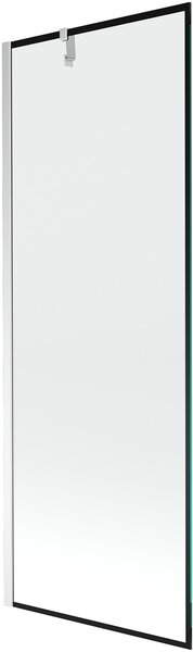 Mexen Next, vaňová zástena 1-krídlová 70 x 150 cm, fixné krídlo, 6 mm číre sklo s čiernym vzorom, chrómový profil, 895-070-000-00-70-01