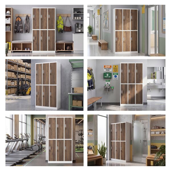 Šatníková skriňa BHP biela / orech, 6-dverová: Eco Design IGOR, 900 x 1850 x 450 mm