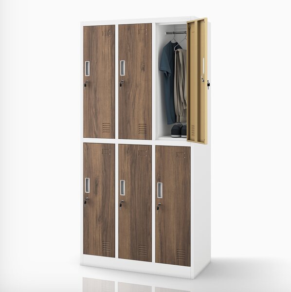 Šatníková skriňa BHP biela / orech, 6-dverová: Eco Design IGOR, 900 x 1850 x 450 mm