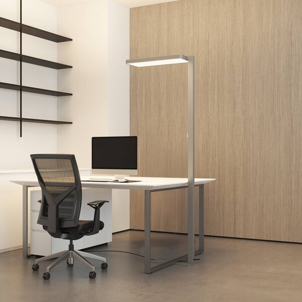 Stojacia lampa Arcchio LED Timon, 54 W, strieborná, výška 195 cm, Hliník / sivá / zinok, Pracovňa / Kancelária, Hliník, Moderný, Stolová lampa