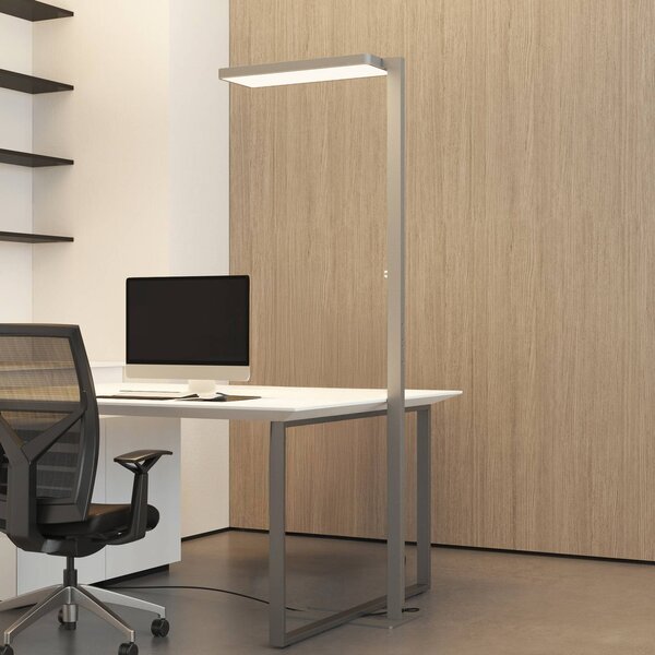 Stojacia lampa Arcchio LED Timon, 54 W, strieborná, výška 195 cm, Hliník / sivá / zinok, Pracovňa / Kancelária, Hliník, Moderný, Stolová lampa