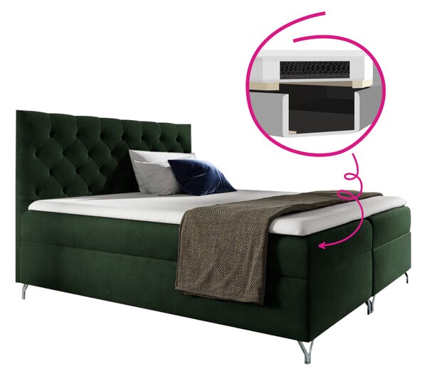 KONDELA Boxspringová posteľ, 160x200, zelená látka Velvet, GULIETTE + darček