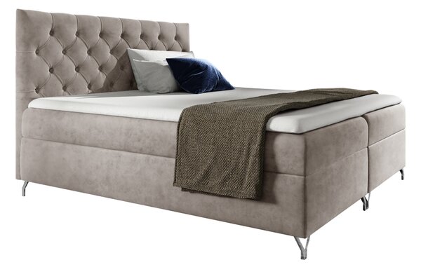KONDELA Boxspringová posteľ, 140x200, sivobéžová Taupe látka Velvet, GULIETTE + darček