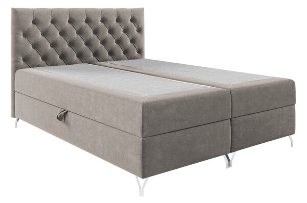 KONDELA Boxspringová posteľ, 140x200, sivobéžová Taupe látka Velvet, GULIETTE + darček