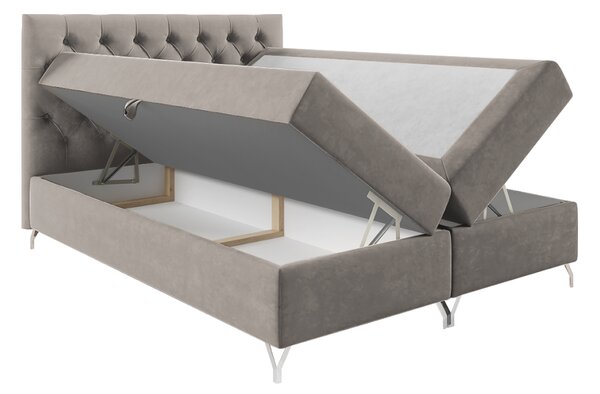 KONDELA Boxspringová posteľ, 140x200, sivobéžová Taupe látka Velvet, GULIETTE + darček