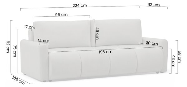 Pohovka Velaro s funkciou spania - hnedá tkanina Vela 28