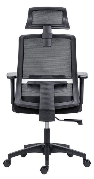 Kancelárska ergonomická stolička DELFO — sieť/látka, čierna