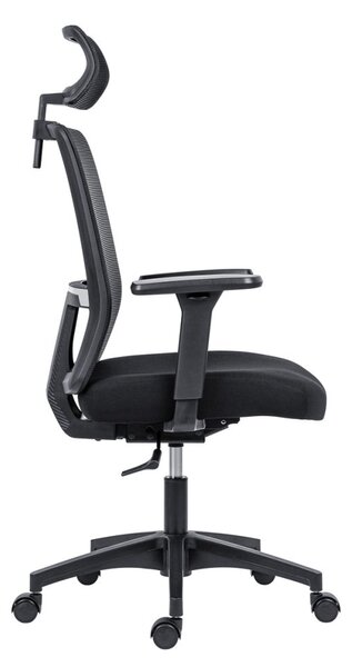 Kancelárska ergonomická stolička DELFO — sieť/látka, čierna