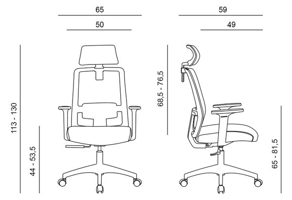 Kancelárska ergonomická stolička DELFO — sieť/látka, čierna
