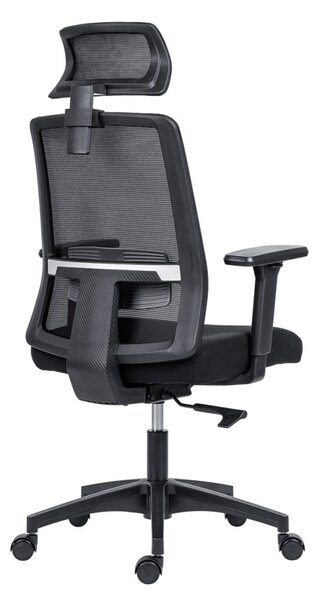 Kancelárska ergonomická stolička DELFO — sieť/látka, čierna