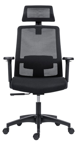 Kancelárska ergonomická stolička DELFO — sieť/látka, čierna