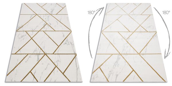 Dywany Łuszczów , Kusový koberec Emerald geometric 1012 cream and gold, 80x150, biela, kancelária