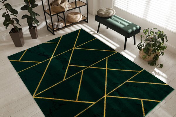 Dywany Łuszczów , Kusový koberec Emerald geometric 1012 green and gold, 140x190, zelená, chodba / predsieň