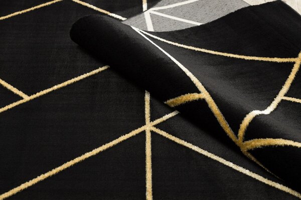 Dywany Łuszczów , Kusový koberec Emerald geometric 1012 black and gold, 140x190, čierna, chodba / predsieň