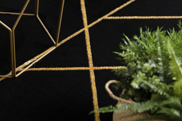 Dywany Łuszczów , Kusový koberec Emerald geometric 1012 black and gold, 140x190, čierna, chodba / predsieň