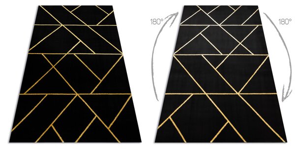 Dywany Łuszczów , Kusový koberec Emerald geometric 1012 black and gold, 140x190, čierna, chodba / predsieň