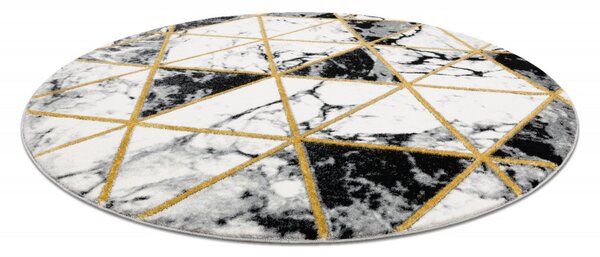 Dywany Łuszczów , Kusový koberec Emerald 1020 black and gold kruh, 120x120 (priemer) kruh, čiernobiela, obývacia izba