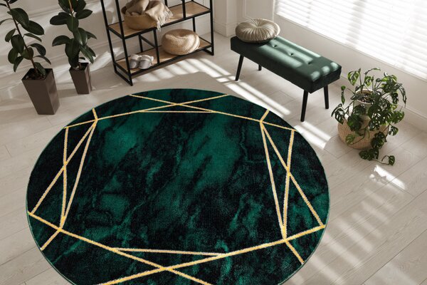 Dywany Łuszczów, Kusový koberec Emerald 1022 green and gold kruh, 120x120 (priemer) kruh, zelená, obývacia izba