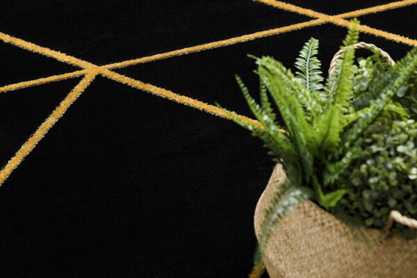Dywany Łuszczów , Kusový koberec Emerald geometric 1012 black and gold kruh, 120x120 (priemer) kruh, čierna, chodba / predsieň