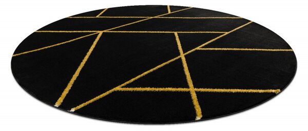 Dywany Łuszczów , Kusový koberec Emerald geometric 1012 black and gold kruh, 120x120 (priemer) kruh, čierna, chodba / predsieň