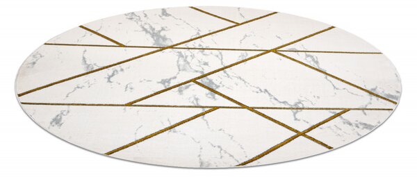 Dywany Łuszczów , Kusový koberec Emerald geometric 1012 cream and gold kruh, 120x120 (priemer) kruh, biela, obývacia izba