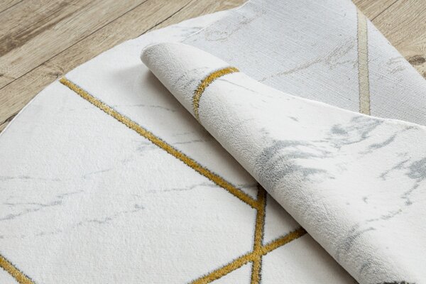 Dywany Łuszczów , Kusový koberec Emerald geometric 1012 cream and gold kruh, 120x120 (priemer) kruh, biela, obývacia izba