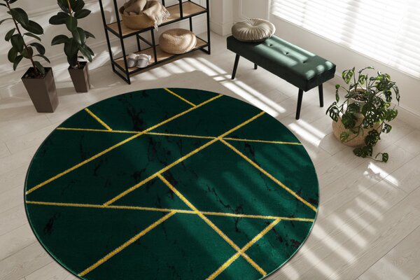 Dywany Łuszczów, Kusový koberec Emerald geometric 1012 green and gold kruh, 120x120 (priemer) kruh, zelená, chodba / predsieň