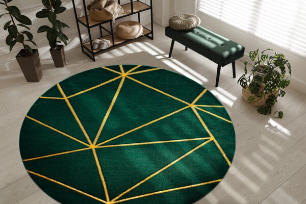 Dywany Łuszczów , Kusový koberec Emerald 1013 green and gold kruh, 120x120 (priemer) kruh, zelená, chodba / predsieň