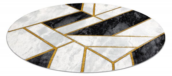 Dywany Łuszczów, Kusový koberec Emerald 1015 black and gold kruh, 120x120 (priemer) kruh, čiernobiela, obývacia izba