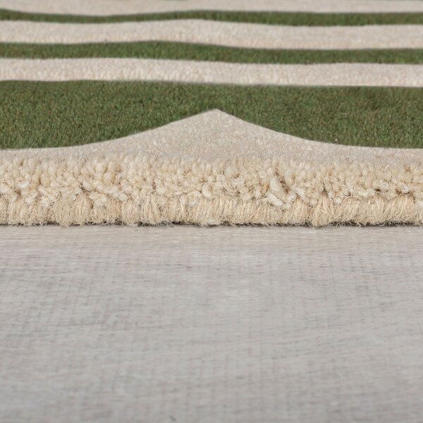 Ručne tkaný vlnený behúň v zeleno-prírodnej farbe 80x230 cm Lois Scallop – Flair Rugs