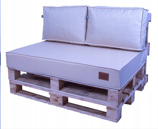 Golden Garden Paletové sedenie GG28 podsedák a vankúš 120cm x 80cm x 15cm Krémové