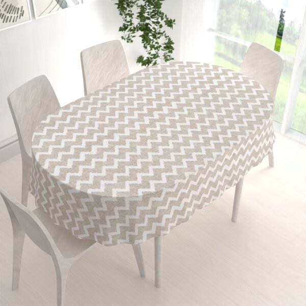 Biante Dekoračný oválny obrus Porto PRT-006 Režný cik-cak 100x140 cm
