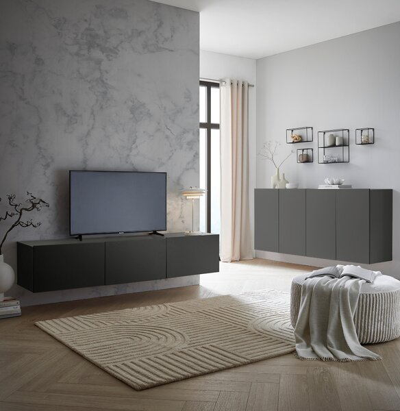 ŠIROKÁ KOMODA, antracitová, 180/80/42 cm Hom`in - Online Only drobný nábytok, Online Only