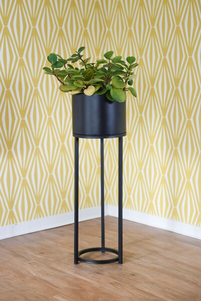 Kvetináč na vysokých nohách ELEVATE ROUND, oceľ, výška 79 cm, čierny mat, outlet