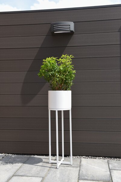 Kvetináč na vysokých nohách ELEVATE CROSS, oceľ, výška 79 cm, biely mat
