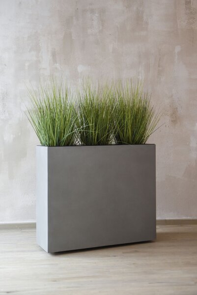 Kvetináč ELEMENTO na kolieskach, sklolaminát, šírka 88 cm, beton design sivá