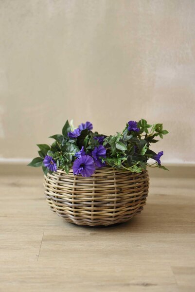 Prírodný kôš na rastliny PALLA, ratan, priemer 29 cm, natur