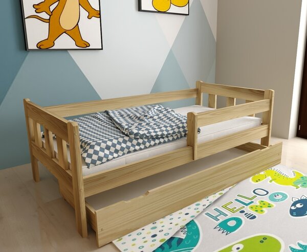 MAXMAX Detská posteľ MAJA z masívu borovice - 200x90 cm - prírodná