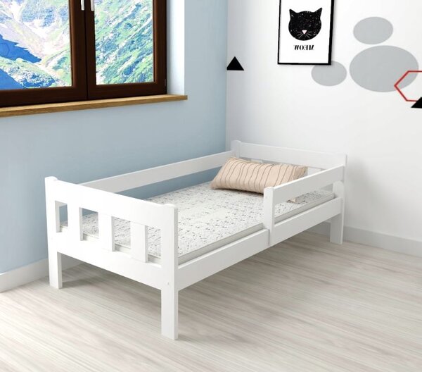 MAXMAX Detská posteľ z masívu borovice MAJA - 200x90 cm - biela