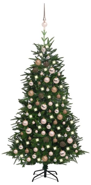 Umelý vianočný stromček s LED a sadou gúľ, zelený 180cm PVC+PE