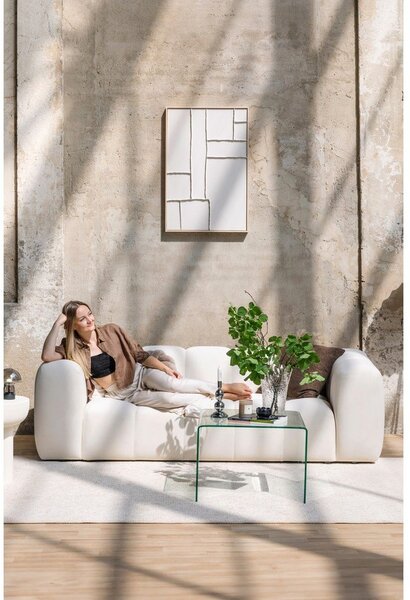 Krémová zamatová pohovka 225 cm Cube – Selection