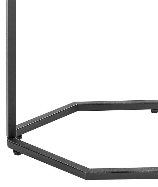 Konzolový stolík biely mramorový efekt a čierna MDF práškovo lakované železo 100 x 30 cm obdĺžnikový glamour moderný štýl