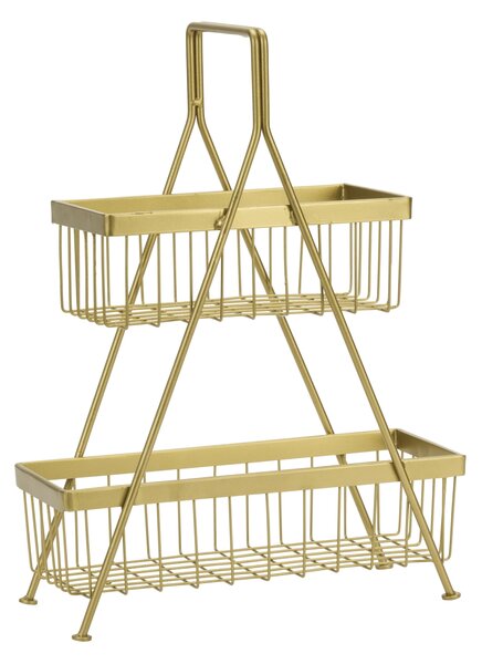 Kovový stojan s 2 košíkmi Antique Brass