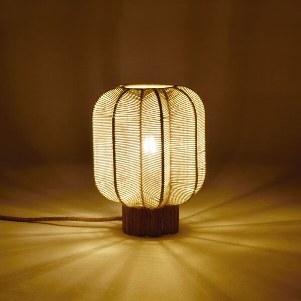 Stolná lampa Wood/Cotton Rope