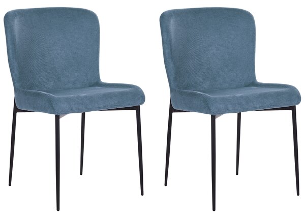 Sada 2 jedálenských stoličiek modrá polyesterové pletené čalúnenie kovové nohy