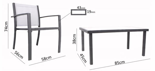 Záhradný nábytok GARDENLINE ( 2 kreslá, lavička, stolík )